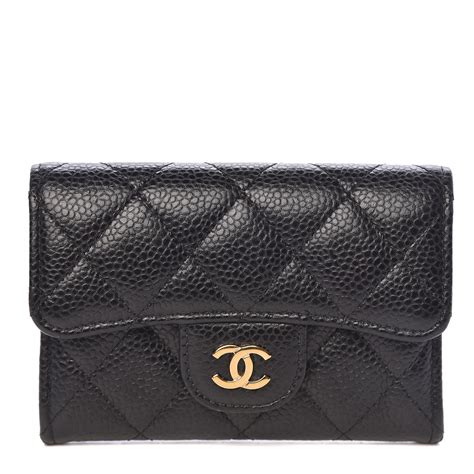 chanel flap card holder black